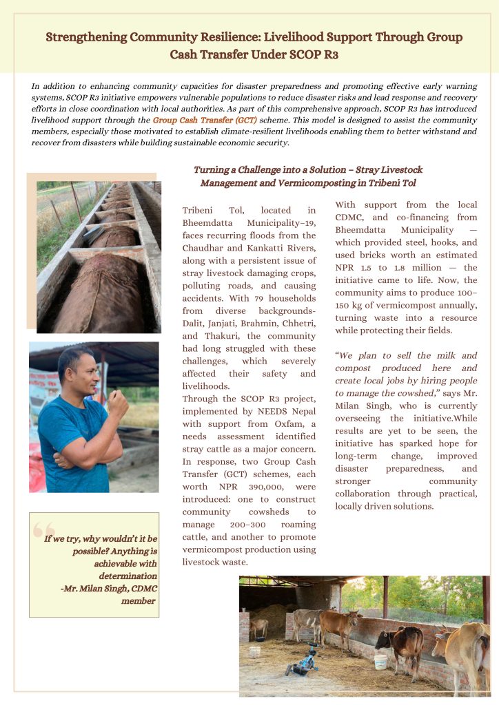 Strengthening Community Resilience: Livelihood Support Through Group Cash Transfer Under SCOP R3